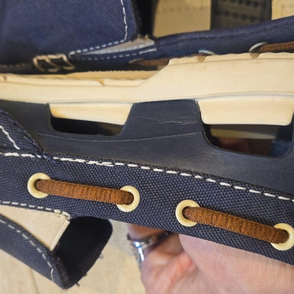 CROCS Unisex Blue Canvas Loafers/Boat Shoes - Picture 14 of 16